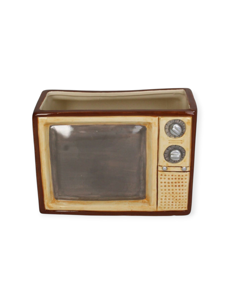 Planter Retro TV Dolomite Multi 21x16.5x15cm