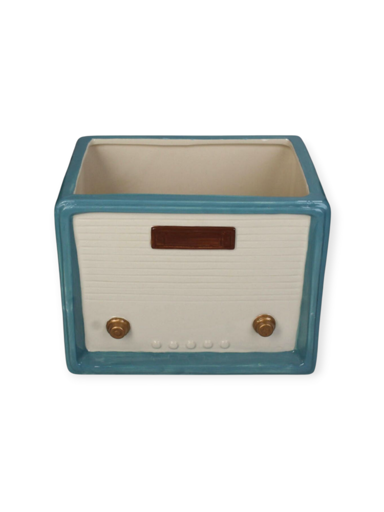 Planter Retro Radio Dolomite Multi 20.2x15.2x14.7cm