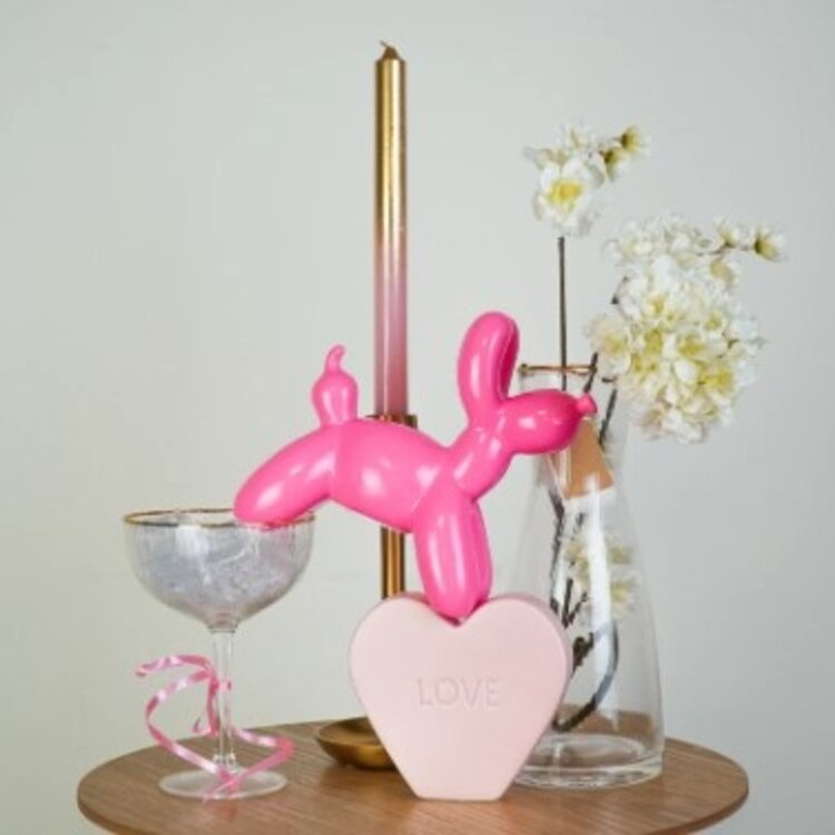 House Vitamin Ornament- Money Bank Balloon Dog- Neon Pink-17x7x17cm