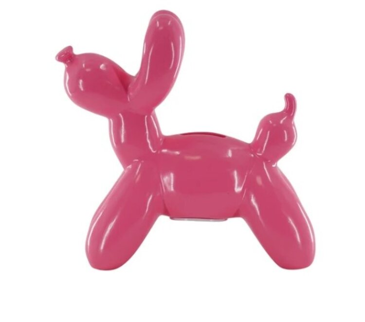 House Vitamin Ornament- Money Bank Balloon Dog- Neon Pink-17x7x17cm