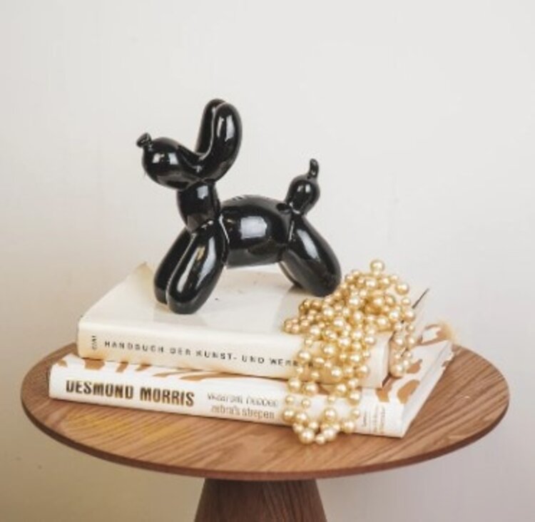 House Vitamin Ornament- Money Bank Balloon Dog- Ceramics- Black-17x7x17cm