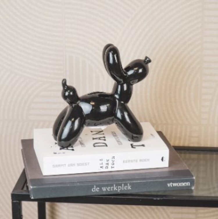 House Vitamin Ornament- Money Bank Balloon Dog- Ceramics- Black-17x7x17cm