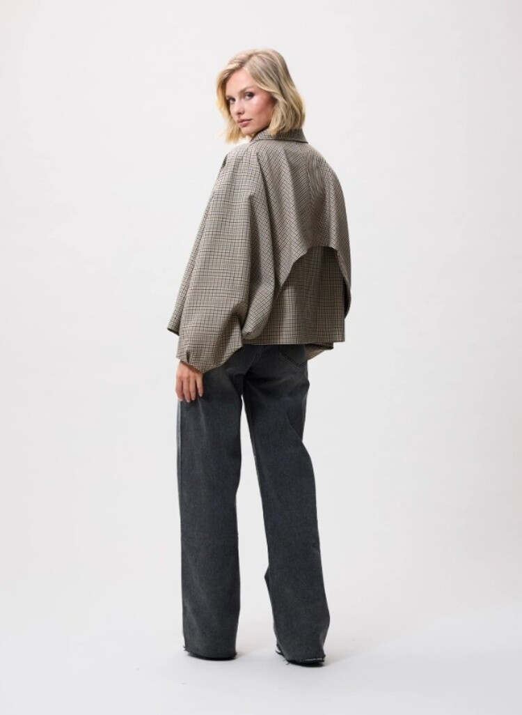 Catwalk Junkie Check cape jacket - brown