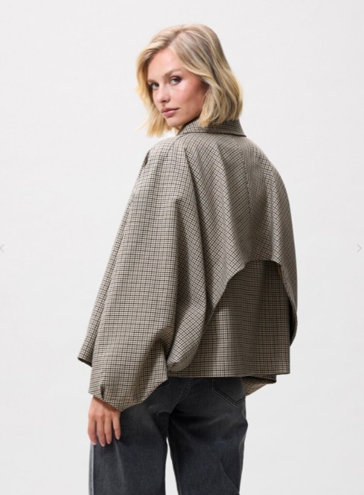 Catwalk Junkie Check cape jacket - brown