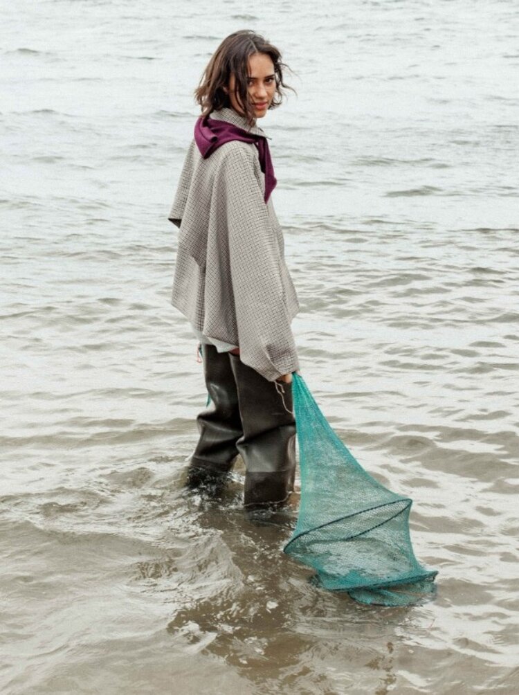 Catwalk Junkie Check cape jacket - brown