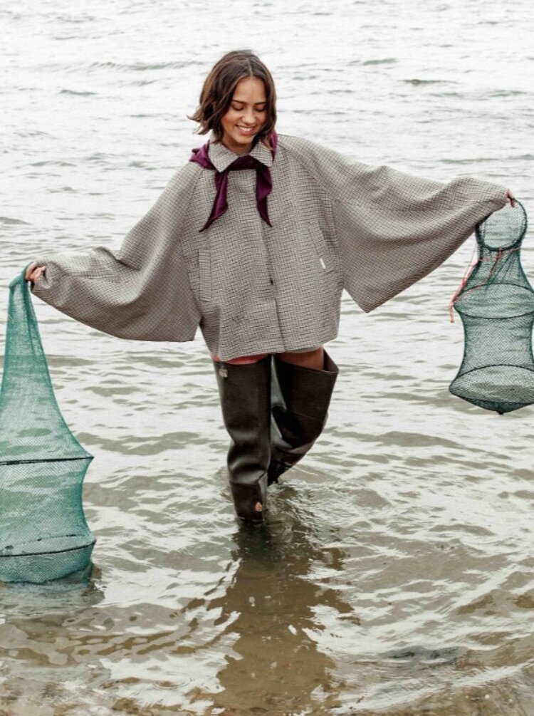 Catwalk Junkie Check cape jacket - brown