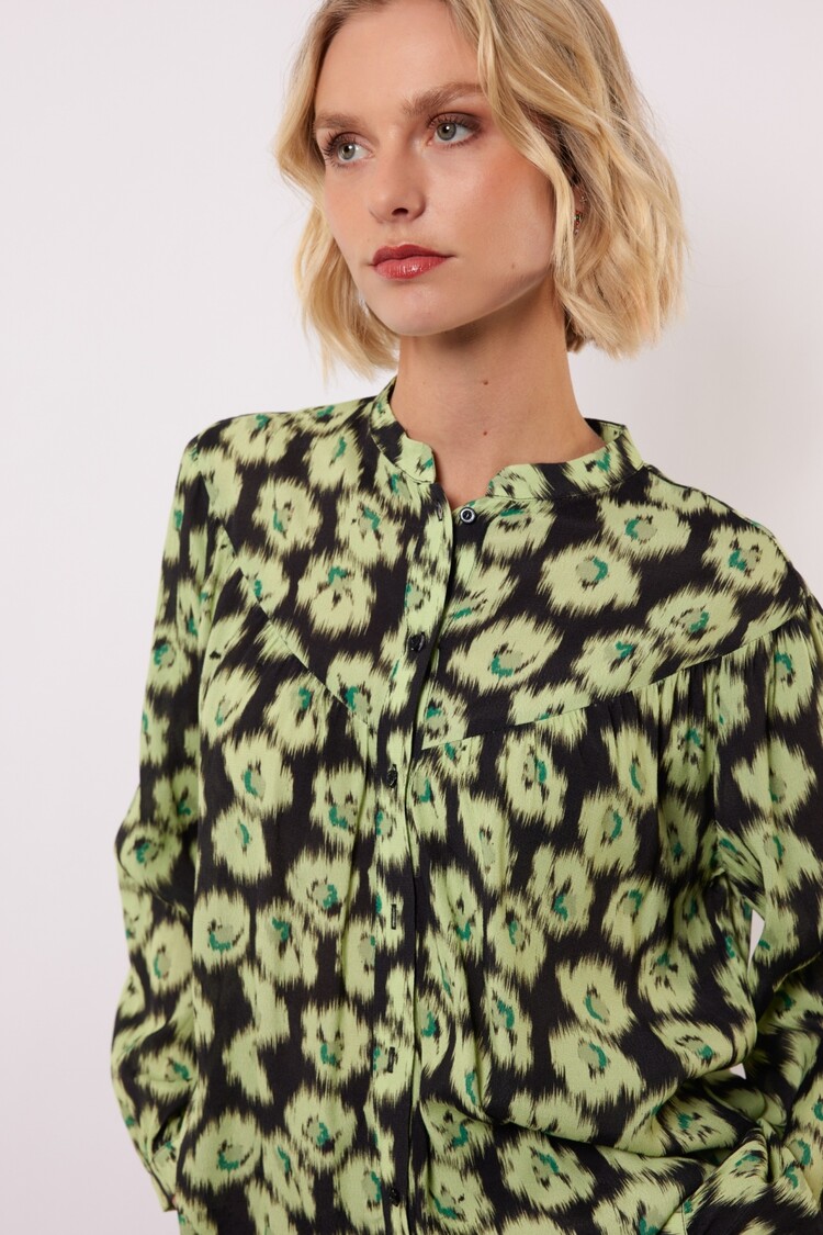 FLURESK  Lioraina blouse - Black/Matcha Green