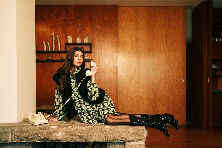 FLURESK Phebe dress -  Black/Matcha Green