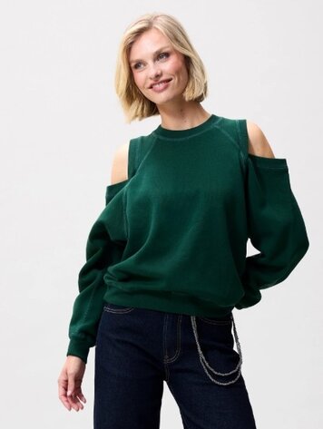 Catwalk Junkie Sweater With Cut Out -  pine forest