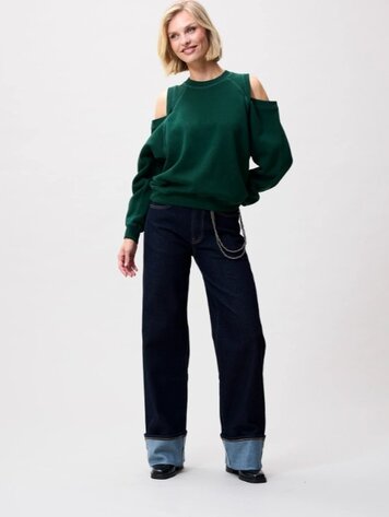 Catwalk Junkie Sweater With Cut Out -  pine forest