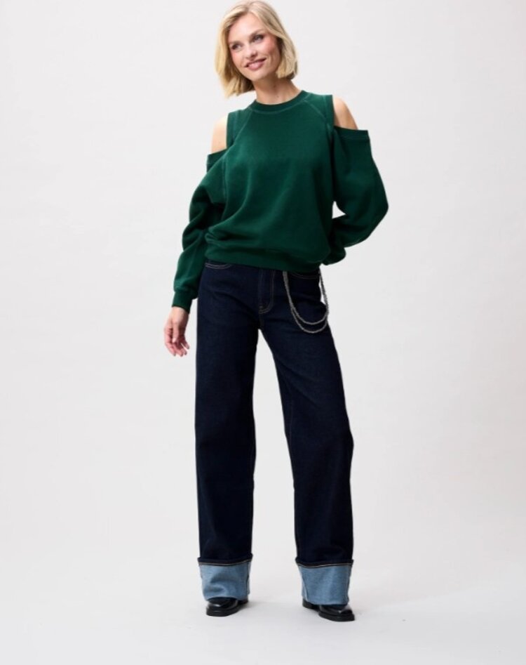Catwalk Junkie Sweater With Cut Out -  pine forest