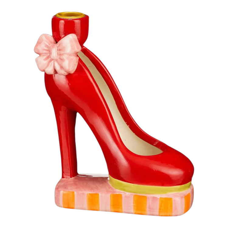 Candlestick Shoe Red 13x7x18.5cm