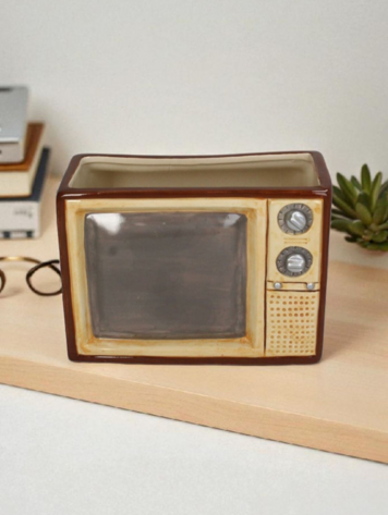 Planter Retro TV Dolomite Multi 21x16.5x15cm