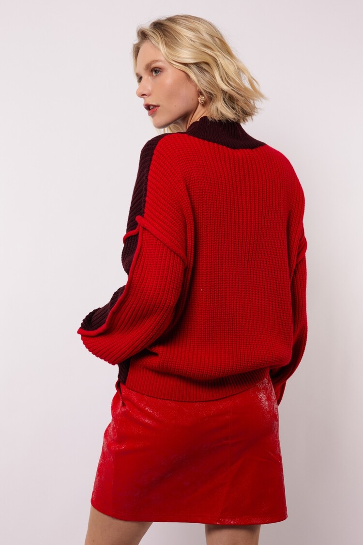 FLURESK Zalika Knit Sweater-wine red/bright red