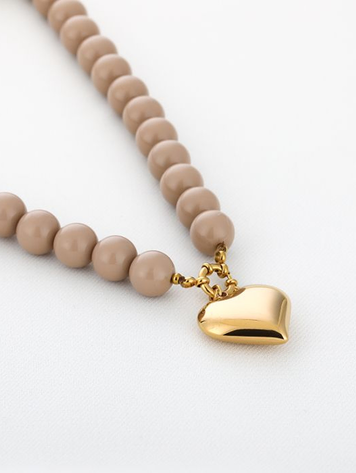 Heartbead Necklace -  beige