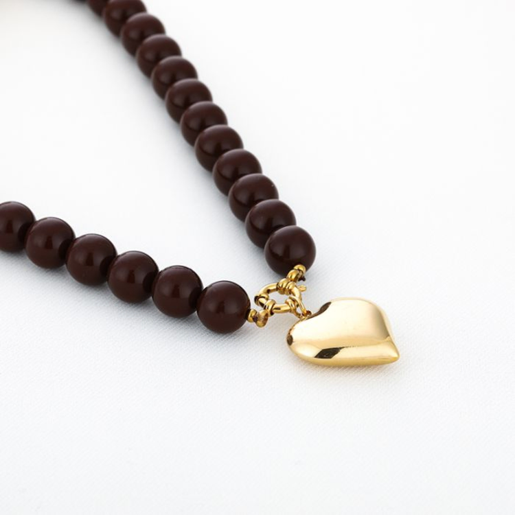 Heartbead Necklace - brown