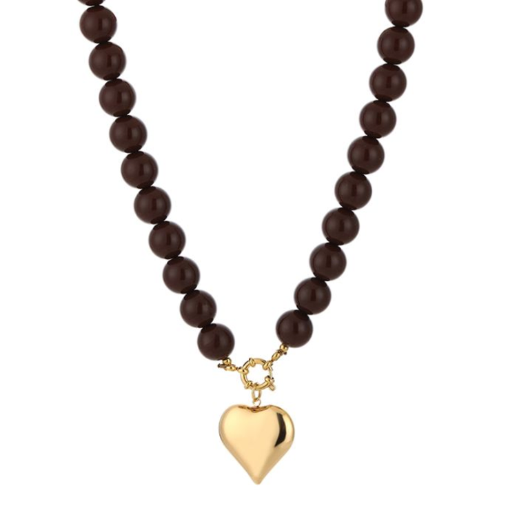 Heartbead Necklace - brown