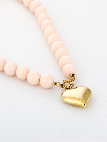 Heartbead Necklace - khaki