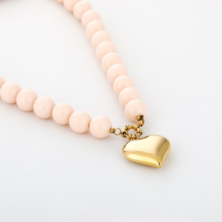 Heartbead Necklace - khaki