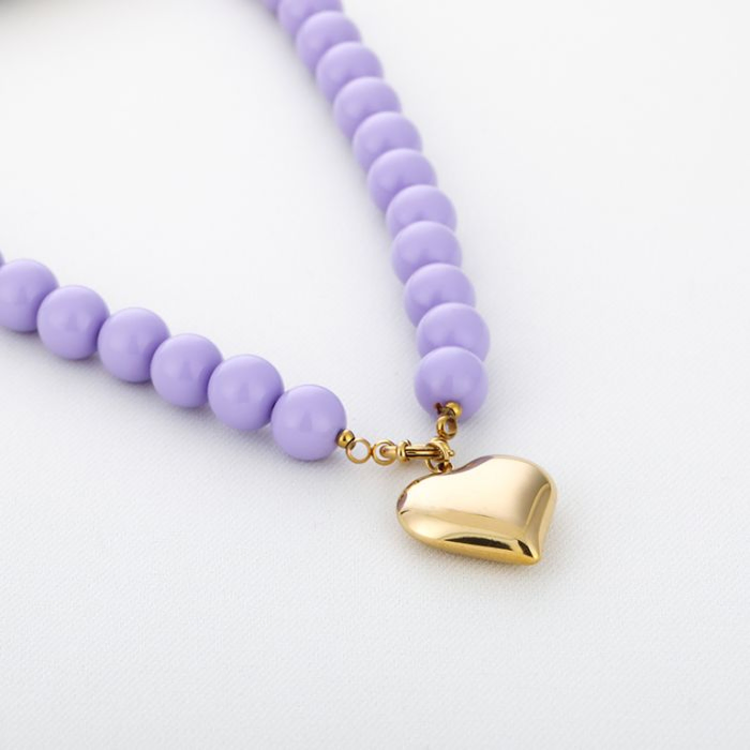 Heartbead Necklace - lila