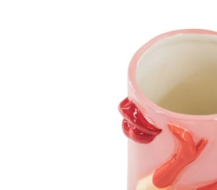 House Vitamin Flower Vase- Pornstar Martini Vase- Ceramic- Pink/ Red- 14x12,5x28 cm