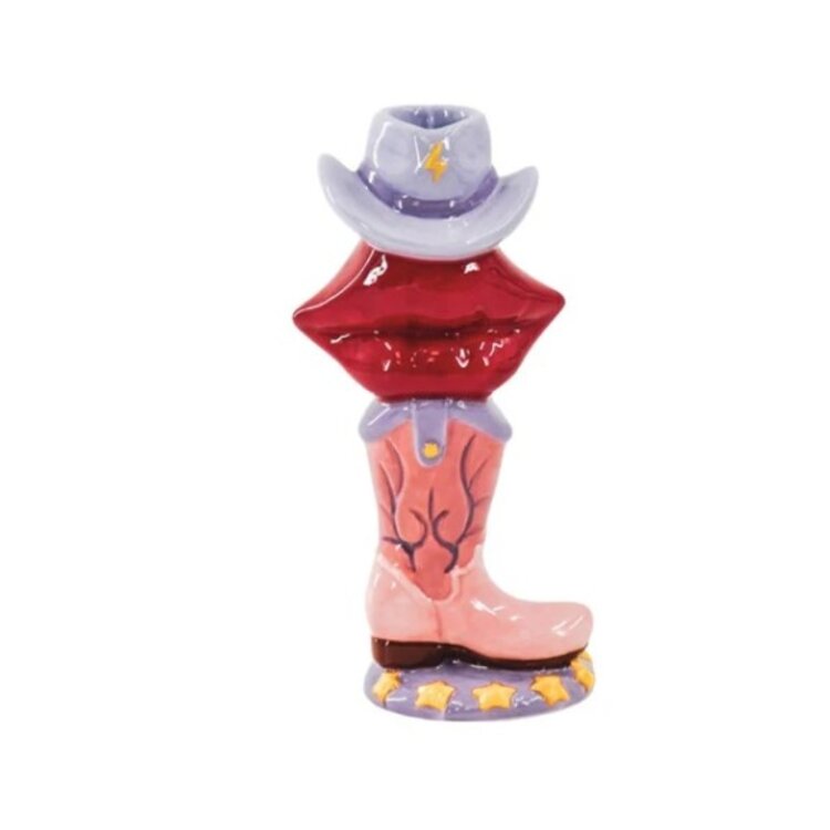 House Vitamin Candle Holder- Boot/ Lip/Hat - Pink/ Red/ Lilac-10x8x20 cm