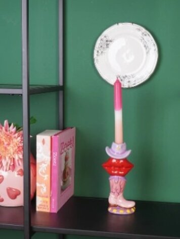 House Vitamin Candle Holder- Boot/ Lip/Hat - Pink/ Red/ Lilac-10x8x20 cm