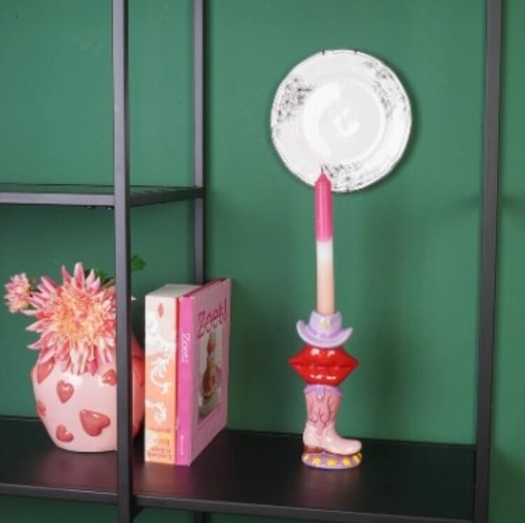 House Vitamin Candle Holder- Boot/ Lip/Hat - Pink/ Red/ Lilac-10x8x20 cm