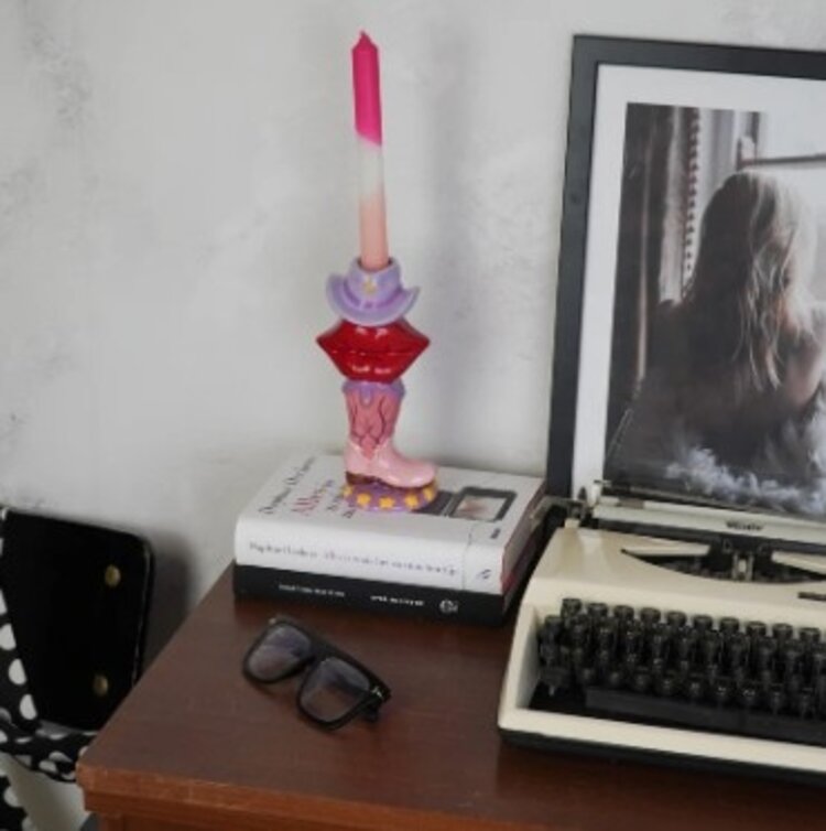 House Vitamin Candle Holder- Boot/ Lip/Hat - Pink/ Red/ Lilac-10x8x20 cm