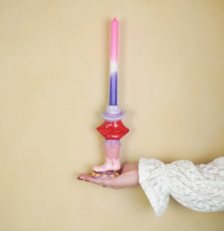 House Vitamin Candle Holder- Boot/ Lip/Hat - Pink/ Red/ Lilac-10x8x20 cm