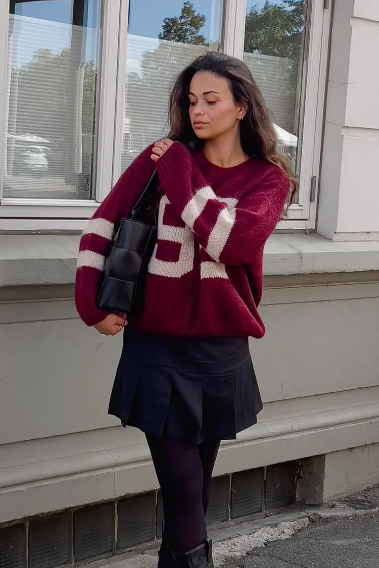 Noella  Ninety-Two Knit Bordeaux Ivory