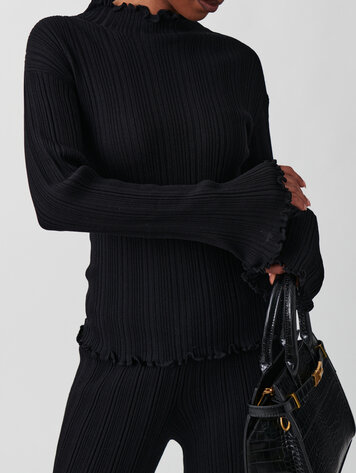 Gina Tricot Jersey Plissé Trousers - black