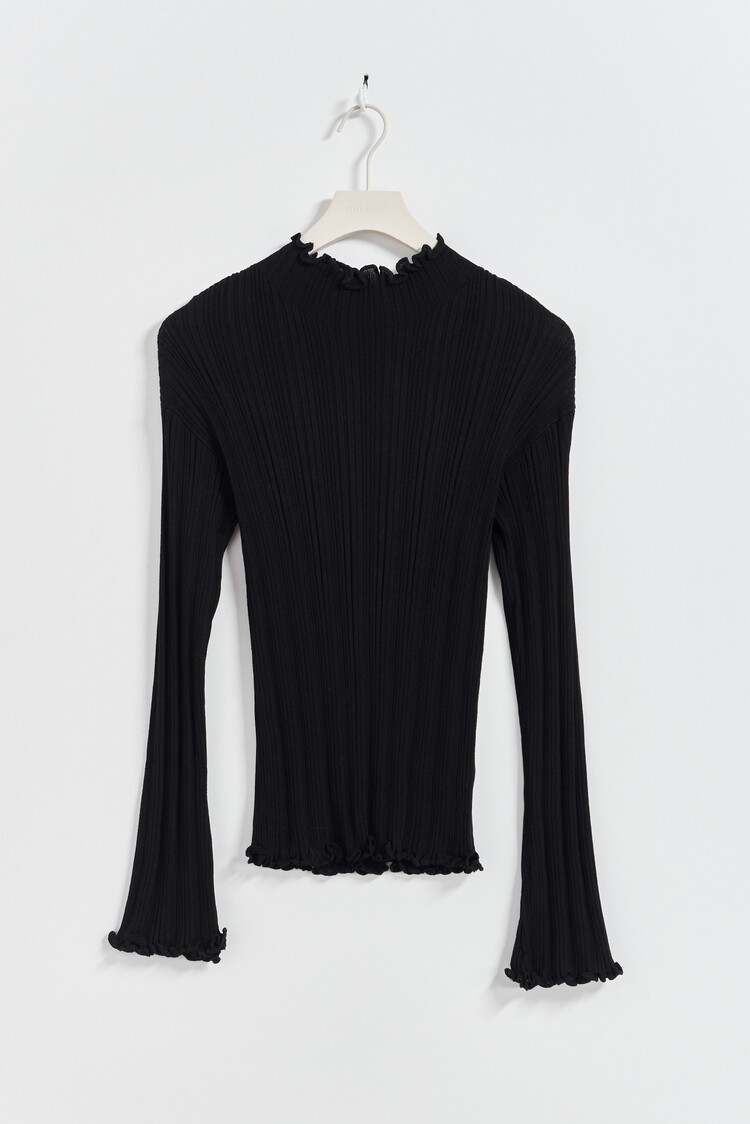 Gina Tricot Knitted Babylock Top - black