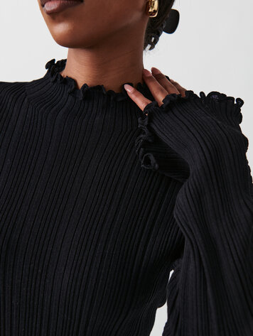 Gina Tricot Knitted Babylock Top - black