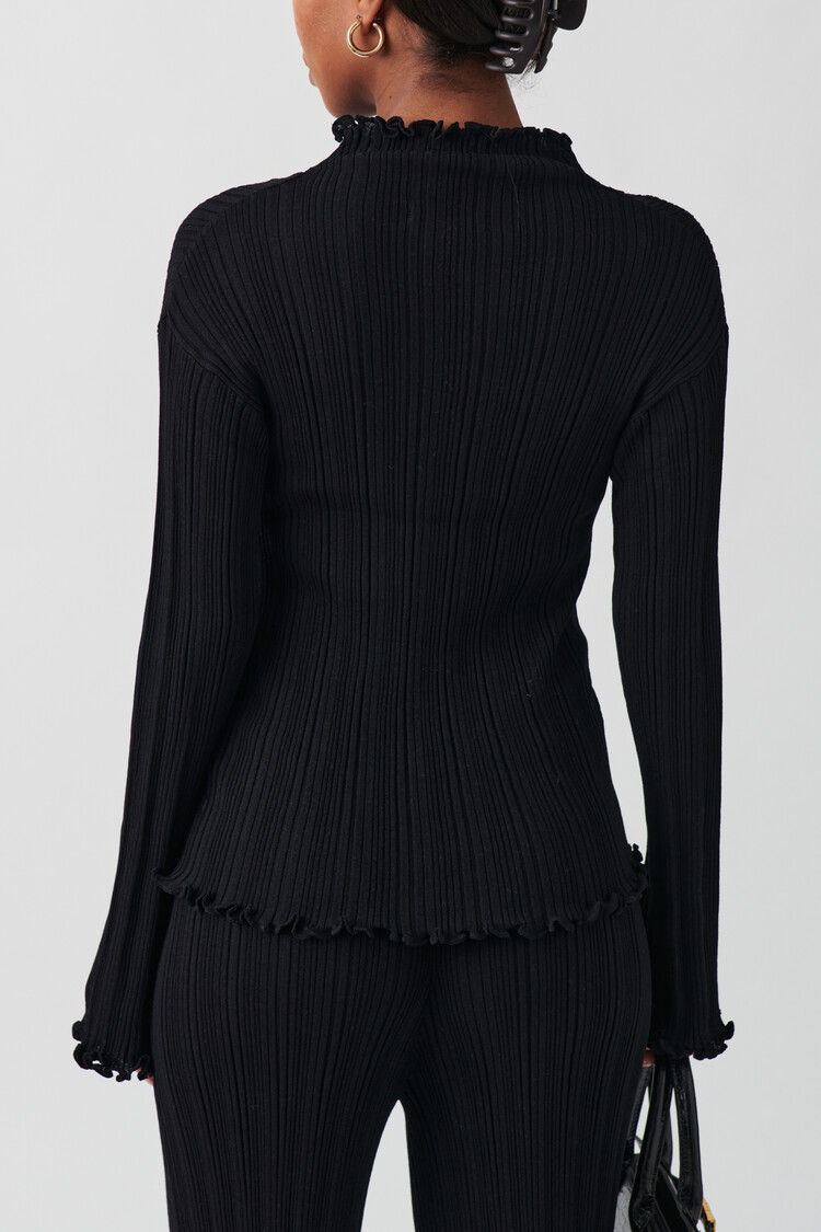 Gina Tricot Knitted Babylock Top - black