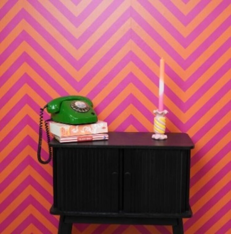 House Vitamin Candle Holder- Toffee Candy - Ceramic-Pink/ Yellow- 7,5x7,5x13 cm