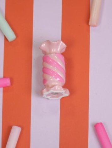 House Vitamin Candle Holder- Toffee Candy - Ceramic-Pink/ Neon -7,5x7,5x13 cm