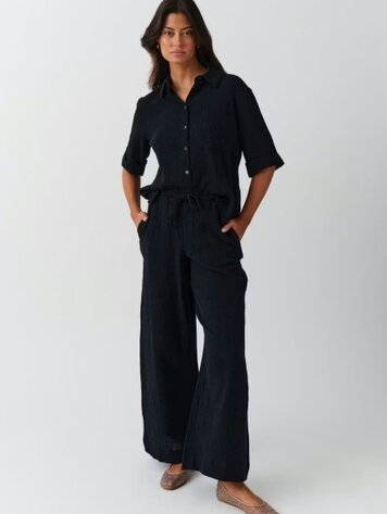Gina Tricot Gauze trousers - black