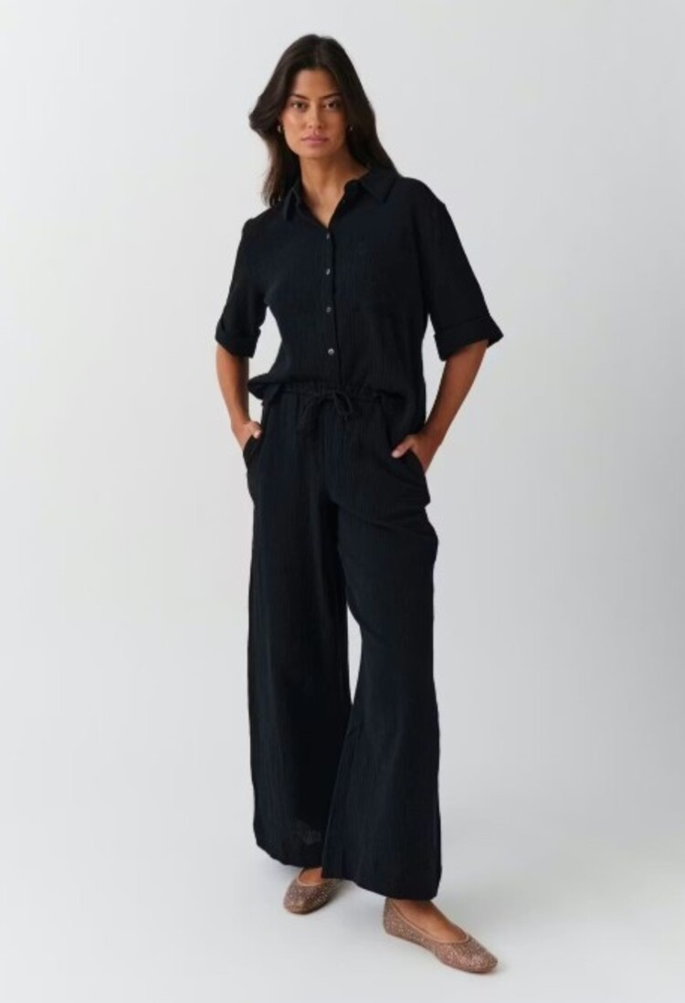 Gina Tricot Gauze trousers - black