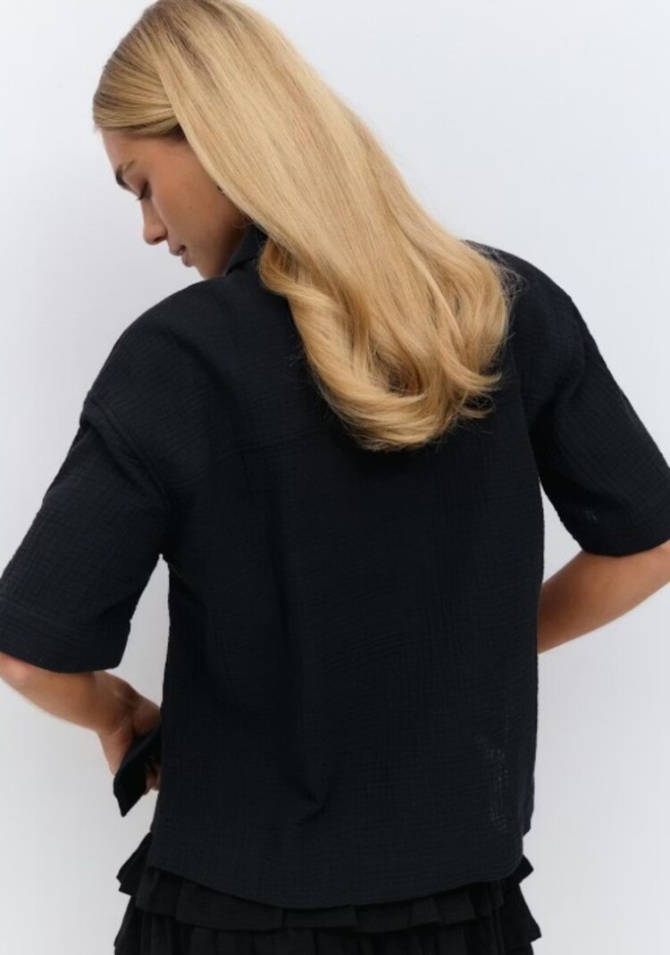 Gina Tricot Gauze short sleeve blouse - black
