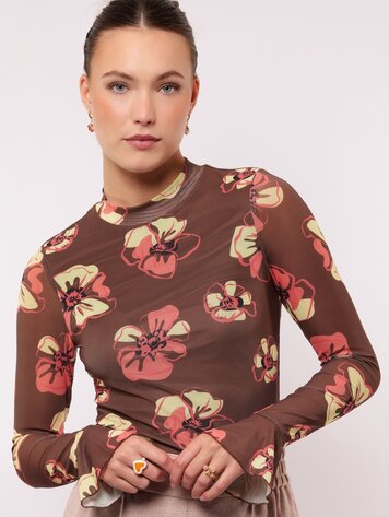 FLURESK Zarah Top - mocha brown/citrus