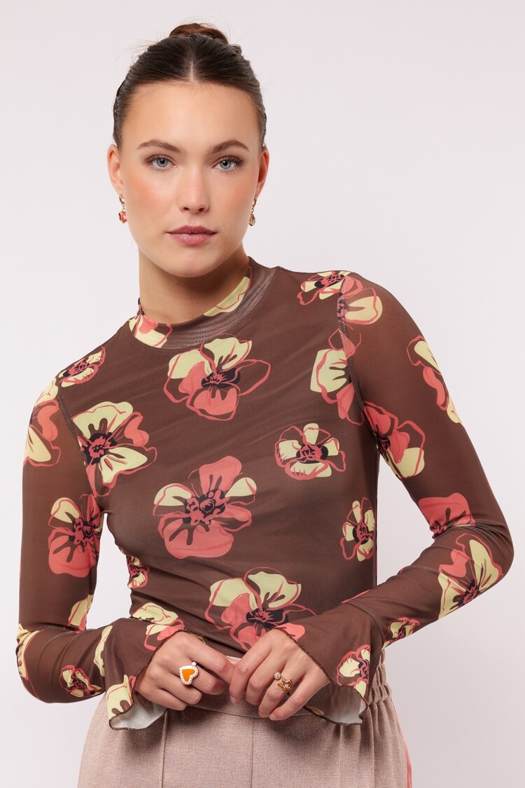 FLURESK Zarah Top - mocha brown/citrus
