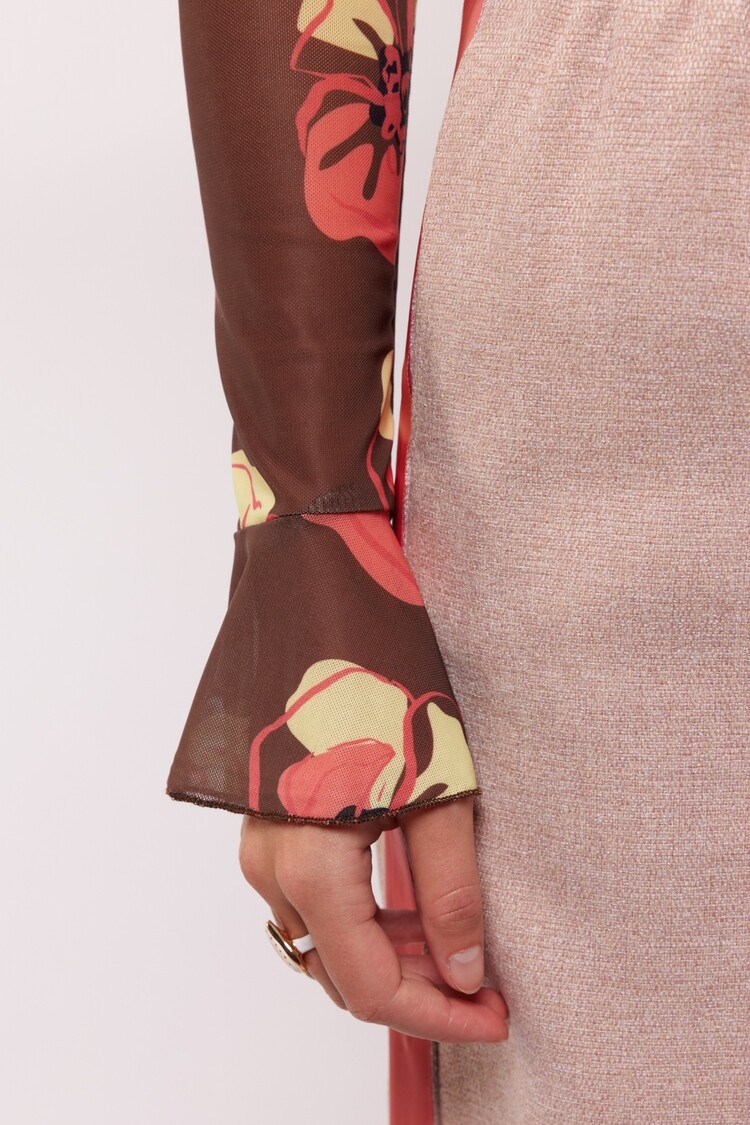 FLURESK Zarah Top - mocha brown/citrus