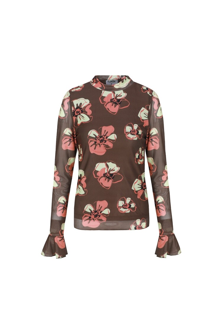 FLURESK Zarah Top - mocha brown/citrus