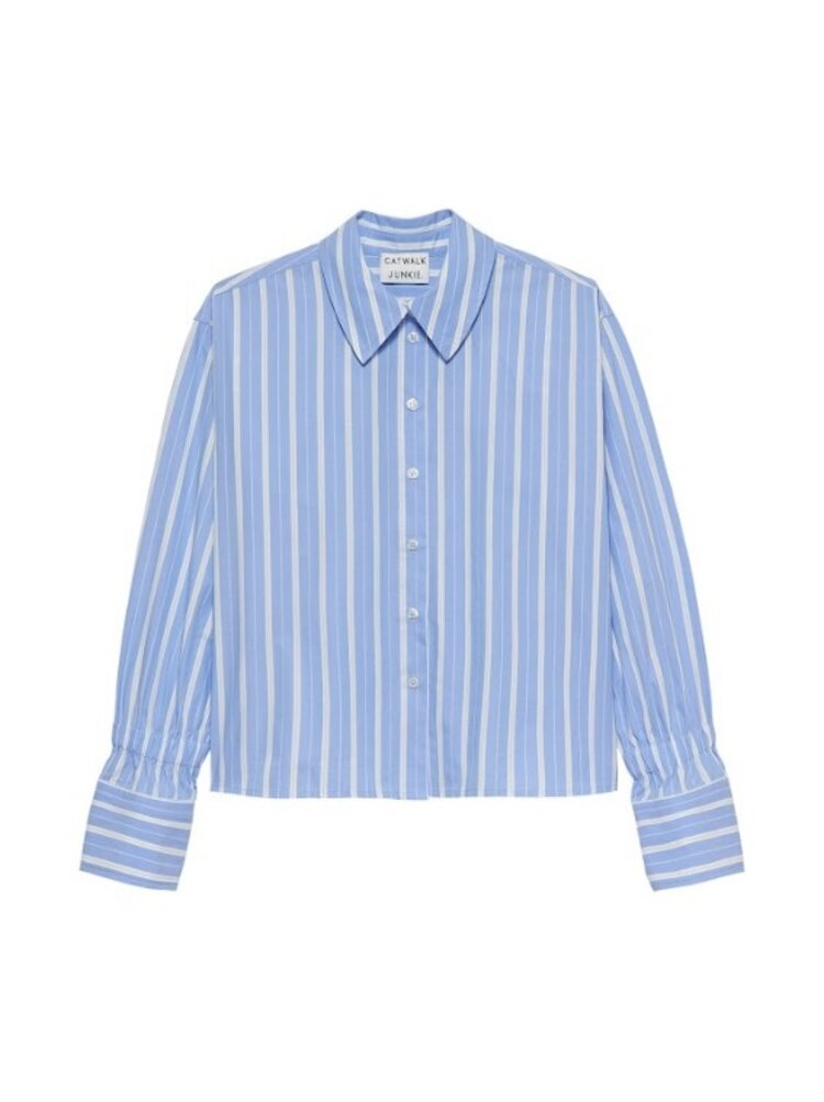Catwalk Junkie Striped blouse with elastic cuf - brunnera blue