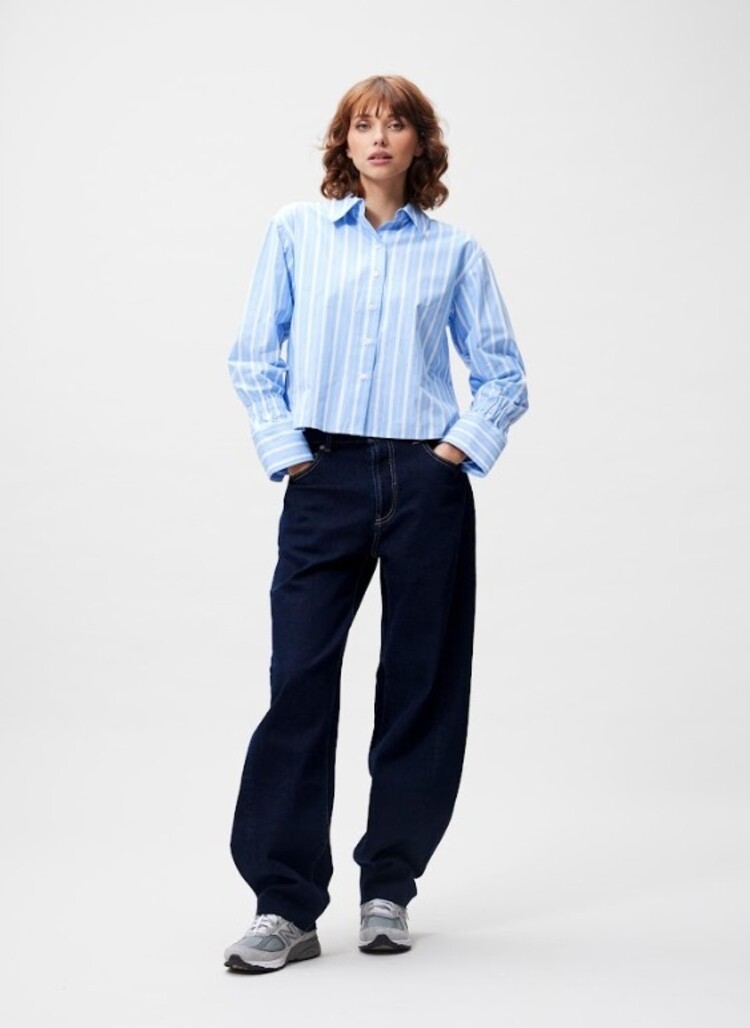 Catwalk Junkie Striped blouse with elastic cuf - brunnera blue