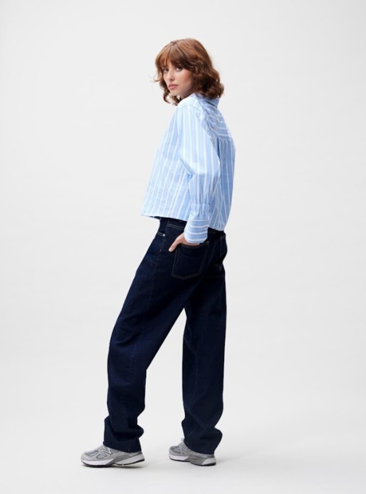 Catwalk Junkie Striped blouse with elastic cuf - brunnera blue