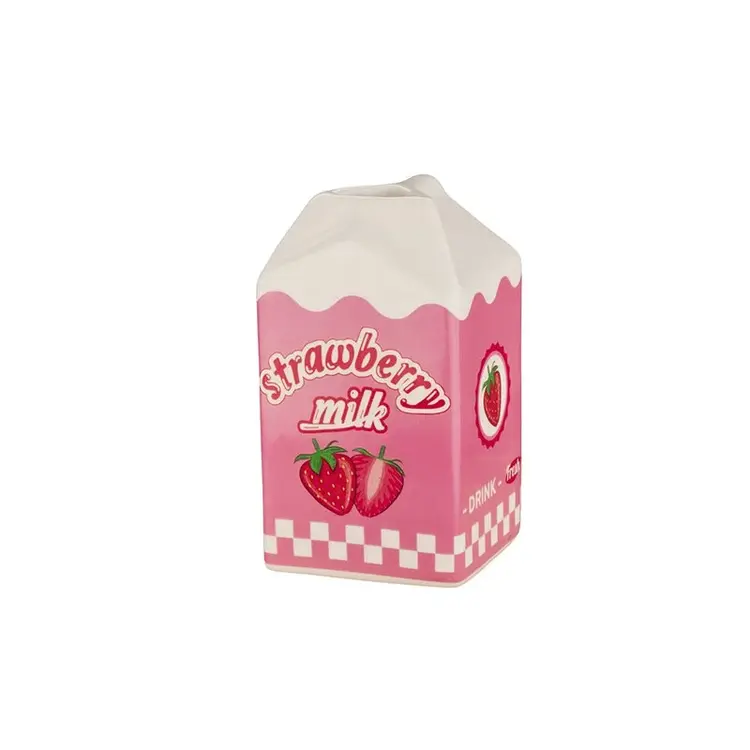 Earthenware vase strawberry milk