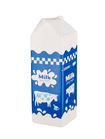 Earthenware milk carton vase