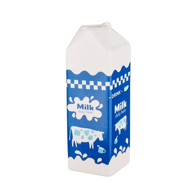 Earthenware milk carton vase